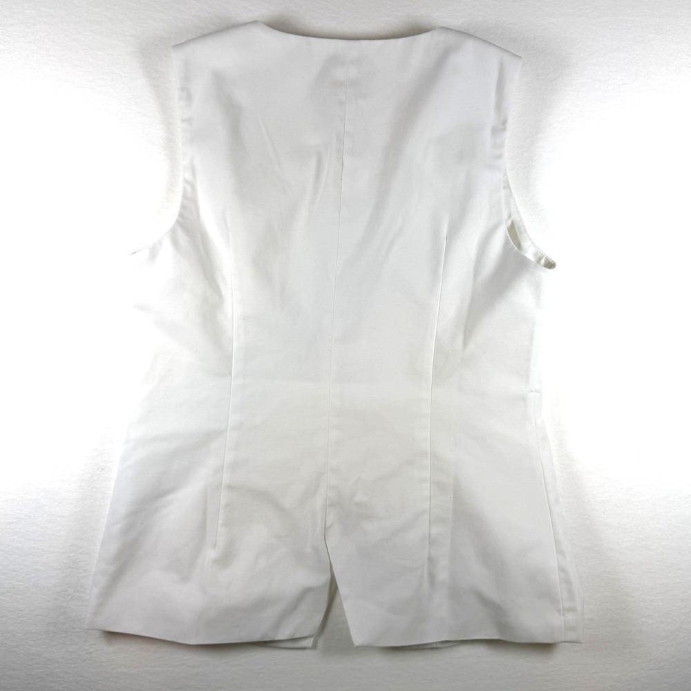 Commense White Linen Blend Tailored Button Front Vest Sleeveless Top Medium - Picture 5 of 7